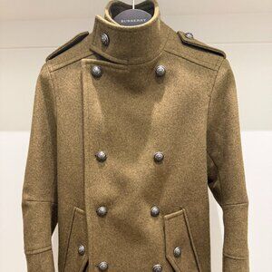 Balmain Mens Green Military Runway Coat 46r